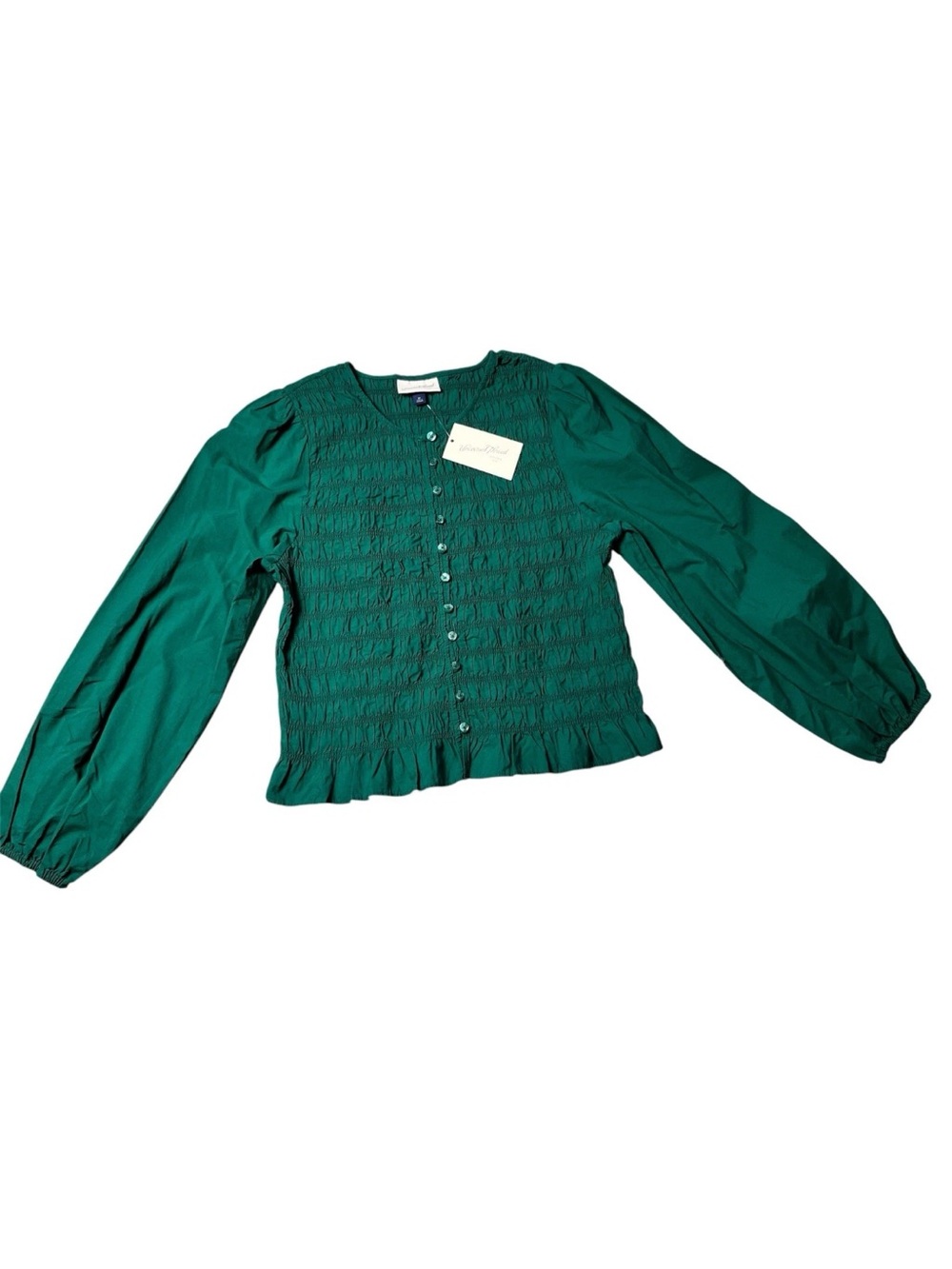 Universal Thread Green Smocked Long Sleeve Blouse Size Medium